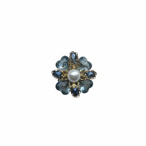 Bloem blauw met parel kraal, fancy bead, kralenpen