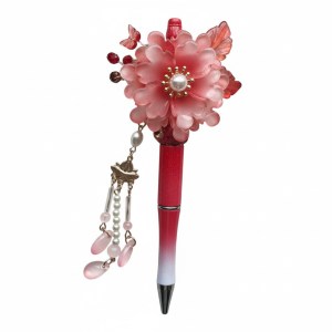 Ruby Bloom Charm, roze rode bloemenpen, cadeau voor haar