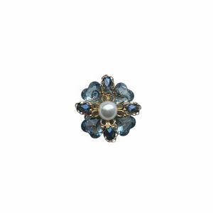 Bloem blauw met parel kraal