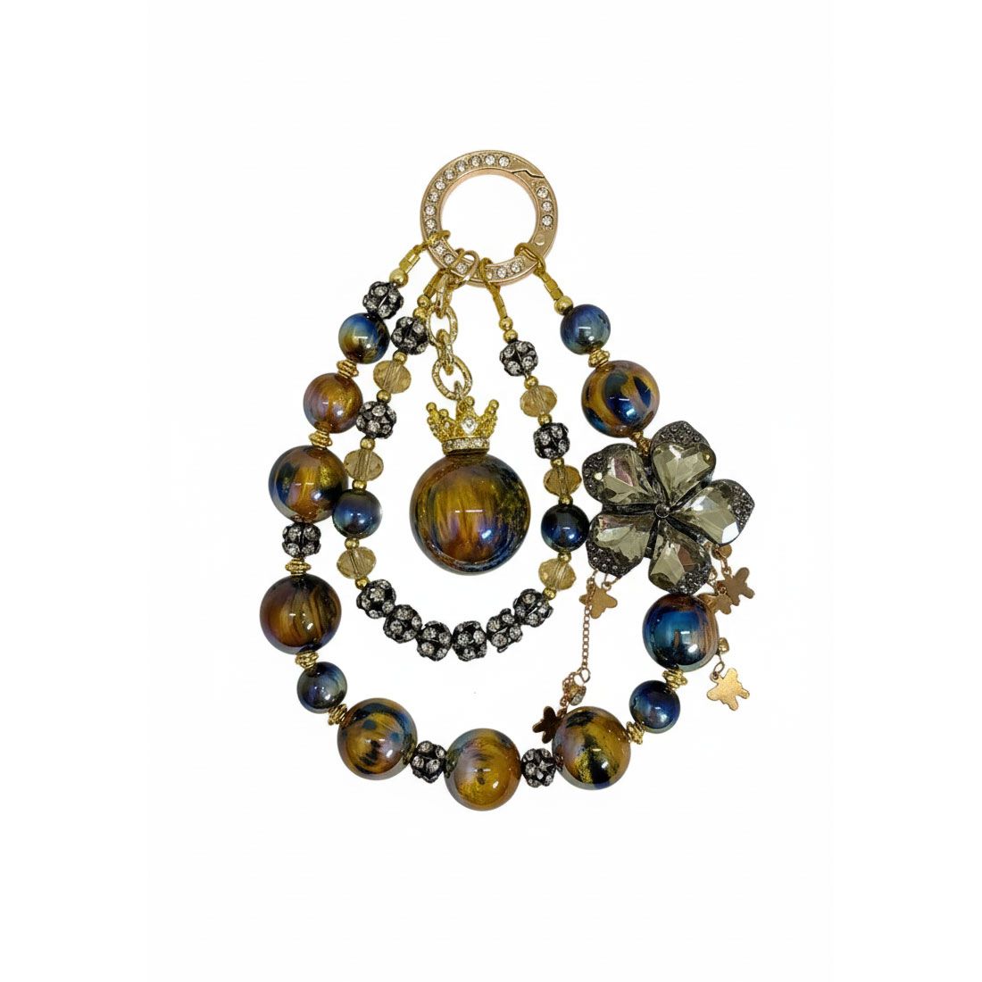 Keychain bruin blauw met kroonkraal