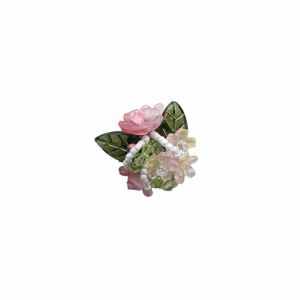 Roze met groen bloemen kraal