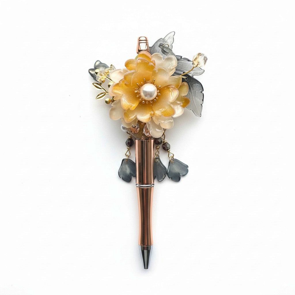Golden Bloom Luxe bloemenpen, origineel cadeau voor haar