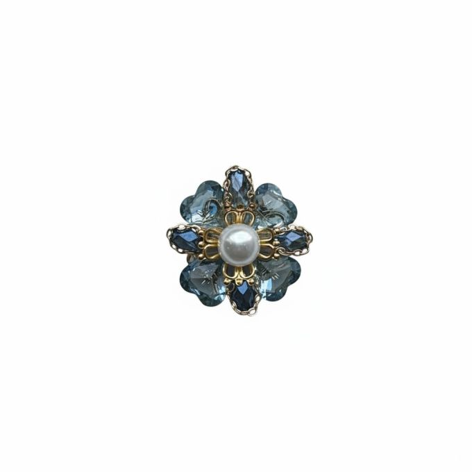 Bloem blauw met parel kraal