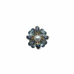 Bloem blauw met parel kraal, fancy bead, kralenpen