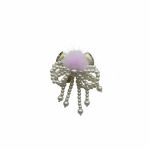 paarse strik kraal met pompon en parelstrikje, diy Fancy Bead, pen topper kraal