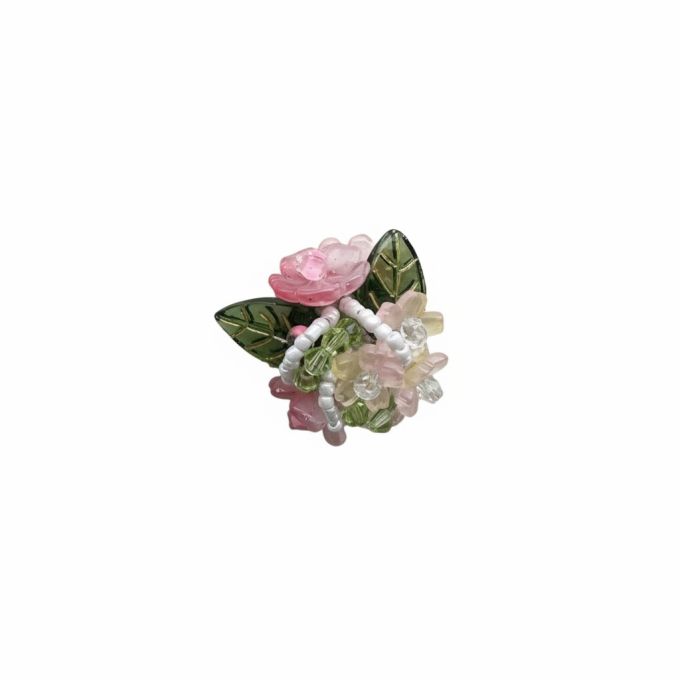 Roze met groen bloemen kraal